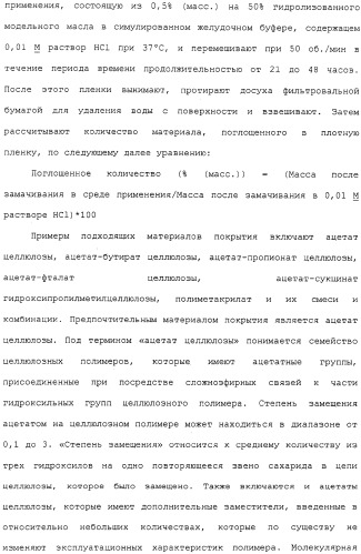 Контролируемое высвобождение активного вещества в среду с высоким содержанием жира (патент 2308263)