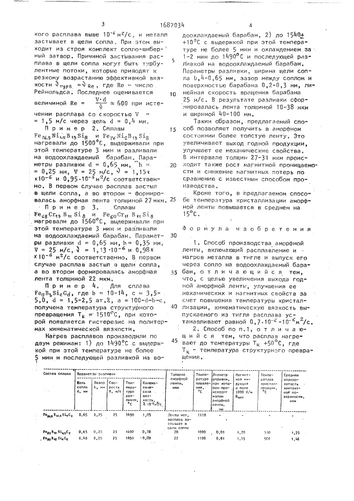 Способ производства аморфной ленты (патент 1682034)