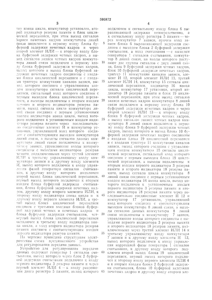 Устройство для регулирования передачи данных (патент 595872)