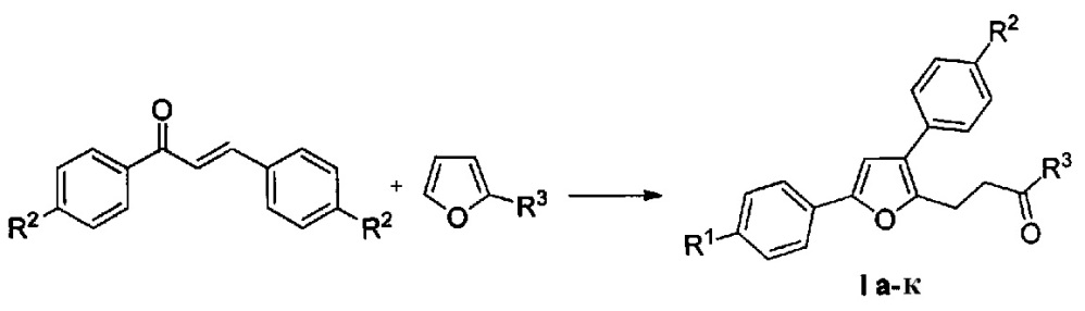 Способ получения производных 4-(3,5-дифенилфуран-2-ил)бутан-2-она (патент 2634000)