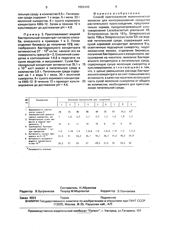 Способ приготовления молочнокислой закваски для консервирования продуктов растительного происхождения (патент 1692496)