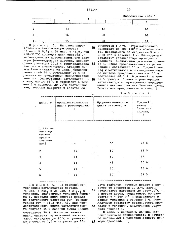 Способ регенерации катализатора синтеза индолов (патент 891144)