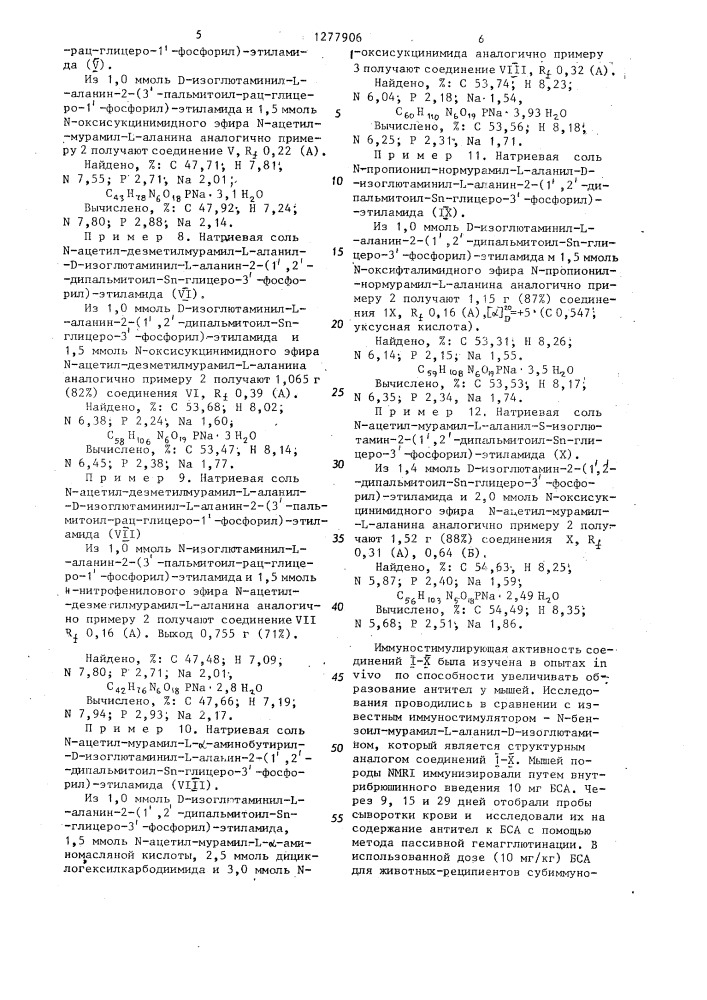 Способ получения натриевых солей производных мурамилпептидов (патент 1277906)