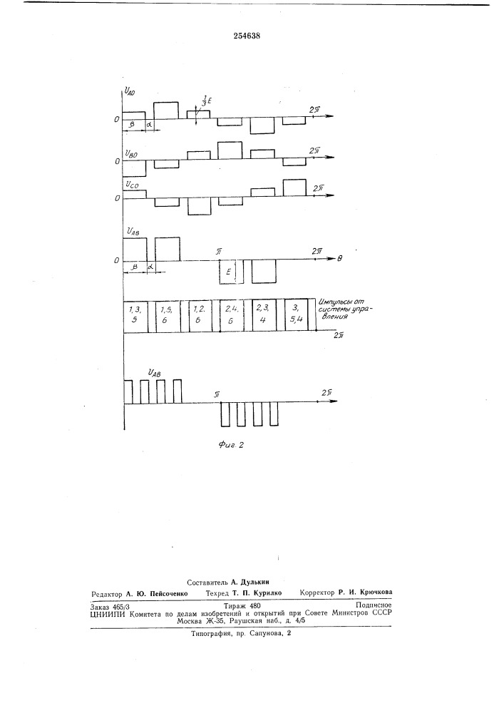 Способ управления тиристорами автономного инвертора напряжения (патент 254638)