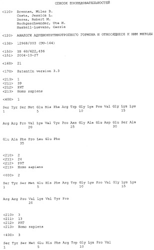 Аналоги адренокортикотропного гормона и относящиеся к ним методы (патент 2407751)