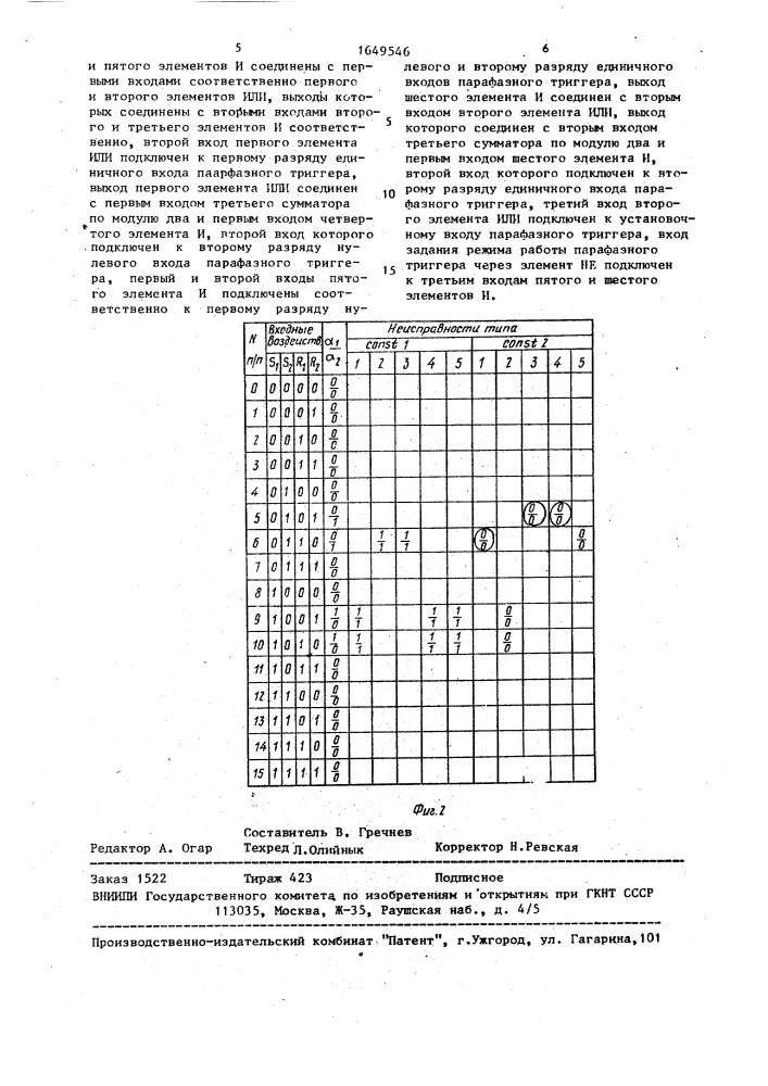 Парафазный триггер (патент 1649546)