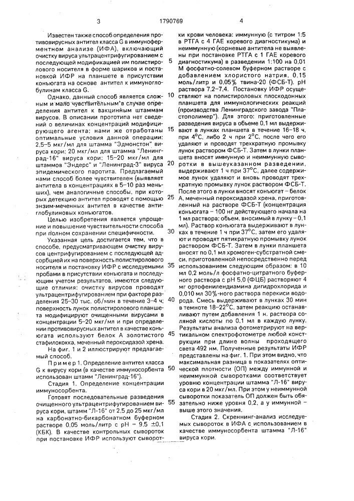 Способ иммуноферментного определения антител класса g к вирусам кори и эпидемического паротита (патент 1790769)