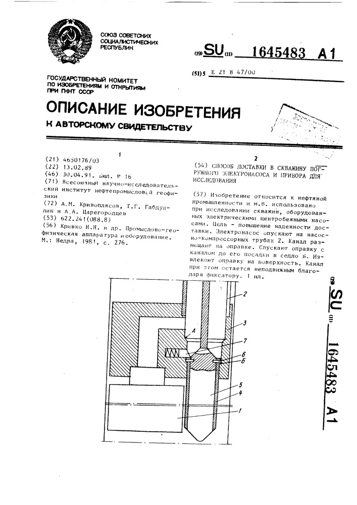 Способ доставки в скважину погружного электронасоса и прибора для исследования (патент 1645483)