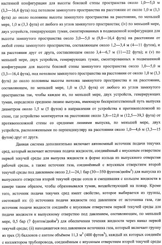 Устройство, системы и способы противопожарной защиты для воздействия на пожар посредством тумана (патент 2476252)