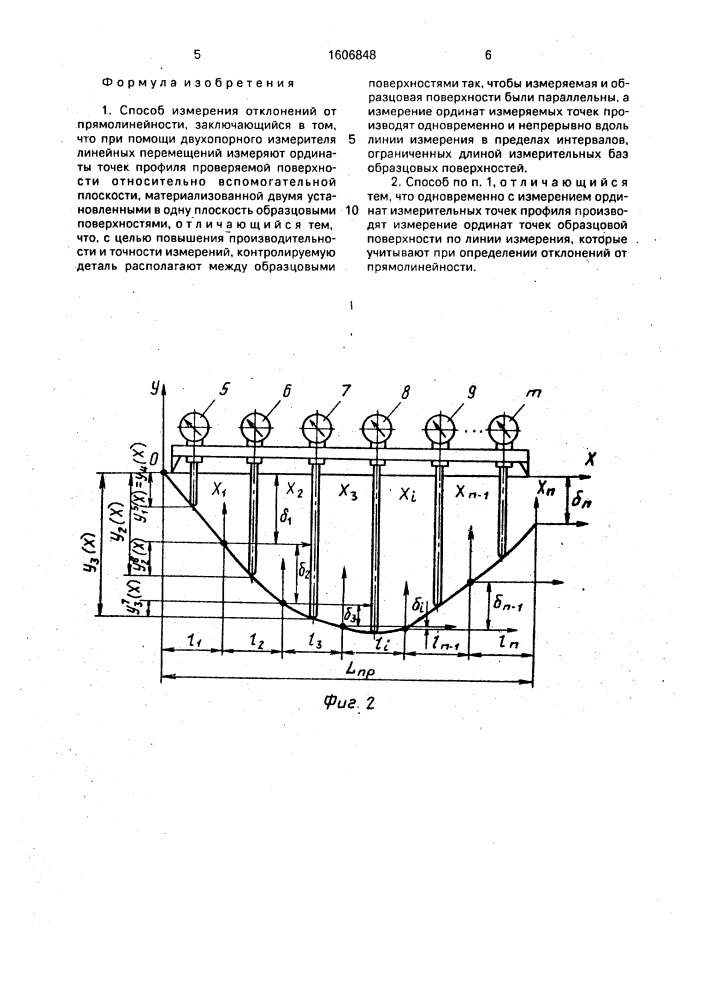 Способ измерения отклонений от прямолинейности (патент 1606848)