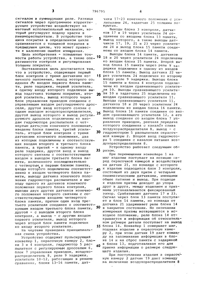 Устройство для регулированиятолщины покрытия (патент 796795)