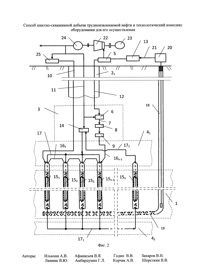 Способ шахтно-скважинной добычи трудноизвлекаемой нефти и технологический комплекс оборудования для его осуществления (патент 2593614)