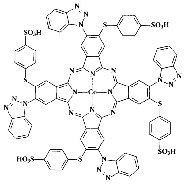 Гомогенный катализатор окисления n,n-диэтилкарбомодитиолата натрия на основе тетра-4-(1-бензотриазолил)тетра-5-(4-сульфофенил-сульфанил)фталоцианина кобальта (ii) (патент 2659225)