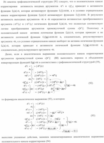 Функциональная структура корректировки аргументов промежуточной суммы &#177;[s&#39;&#39;i] параллельного сумматора в позиционно-знаковых кодах f(+/-) (патент 2362204)