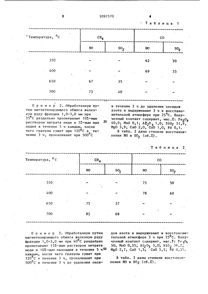 Катализатор для очистки газов от оксидов азота и серы (патент 1097370)