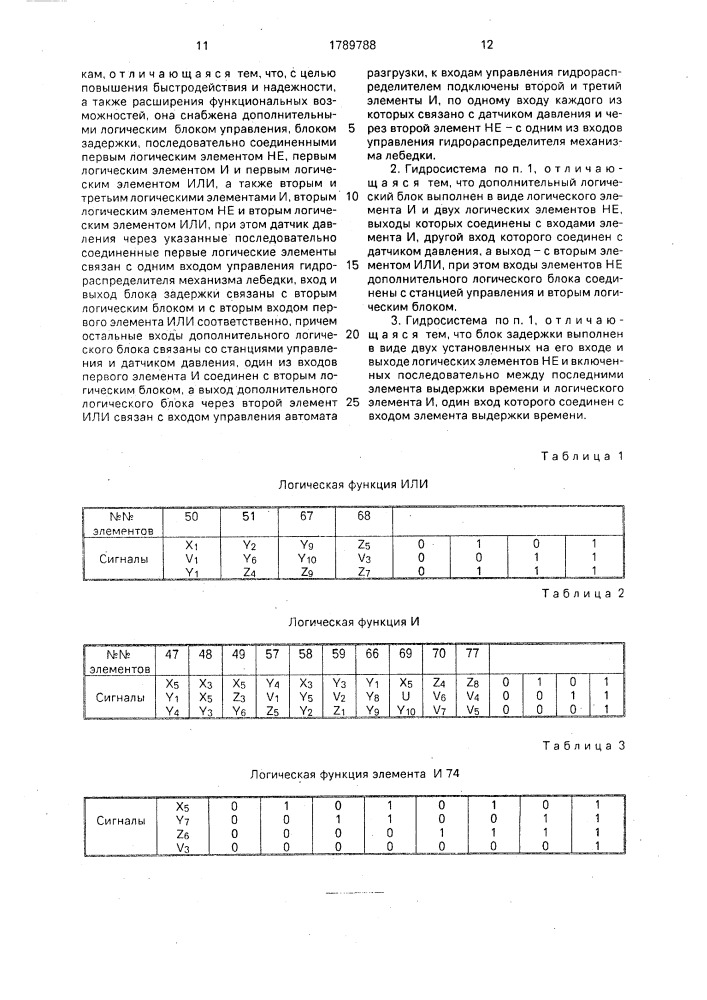 Гидросистема грузоподъемного крана (патент 1789788)