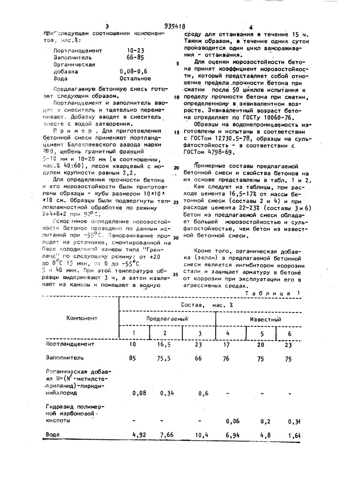 Бетонная смесь (патент 939418)