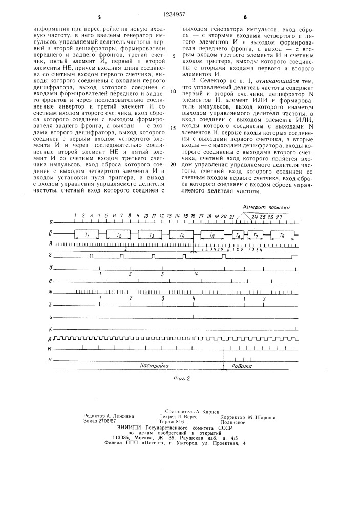 Цифровой селектор временного положения импульсов (патент 1234957)