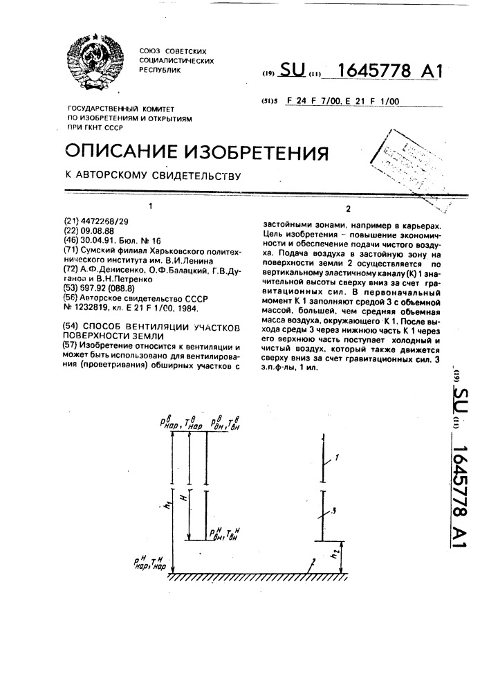 Способ вентиляции участков поверхности земли (патент 1645778)