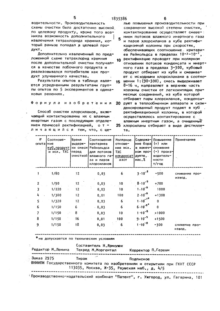 Способ очистки хлорсиланов (патент 1835386)