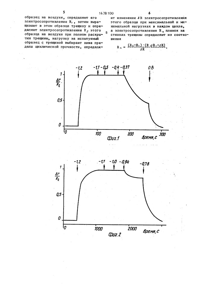 Способ измерения электрического сопротивления металлов при коррозионной усталости (патент 1478100)