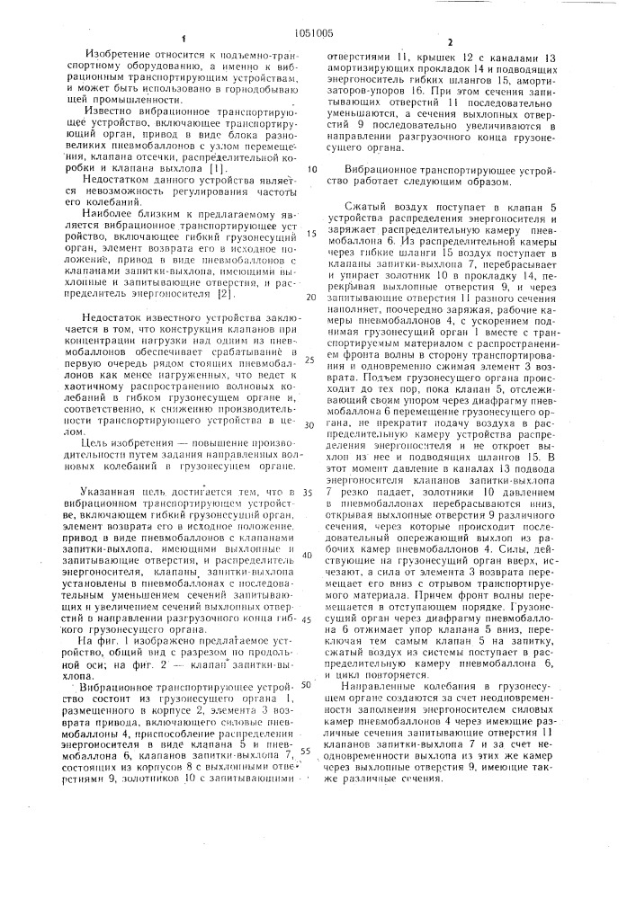 Вибрационное транспортирующее устройство (патент 1051005)