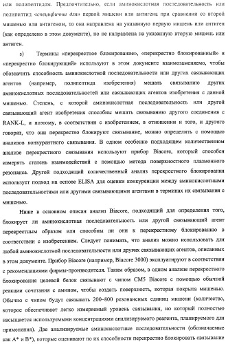 Аминокислотные последовательности, направленные на rank-l, и полипептиды, включающие их, для лечения заболеваний и нарушений костей (патент 2481355)