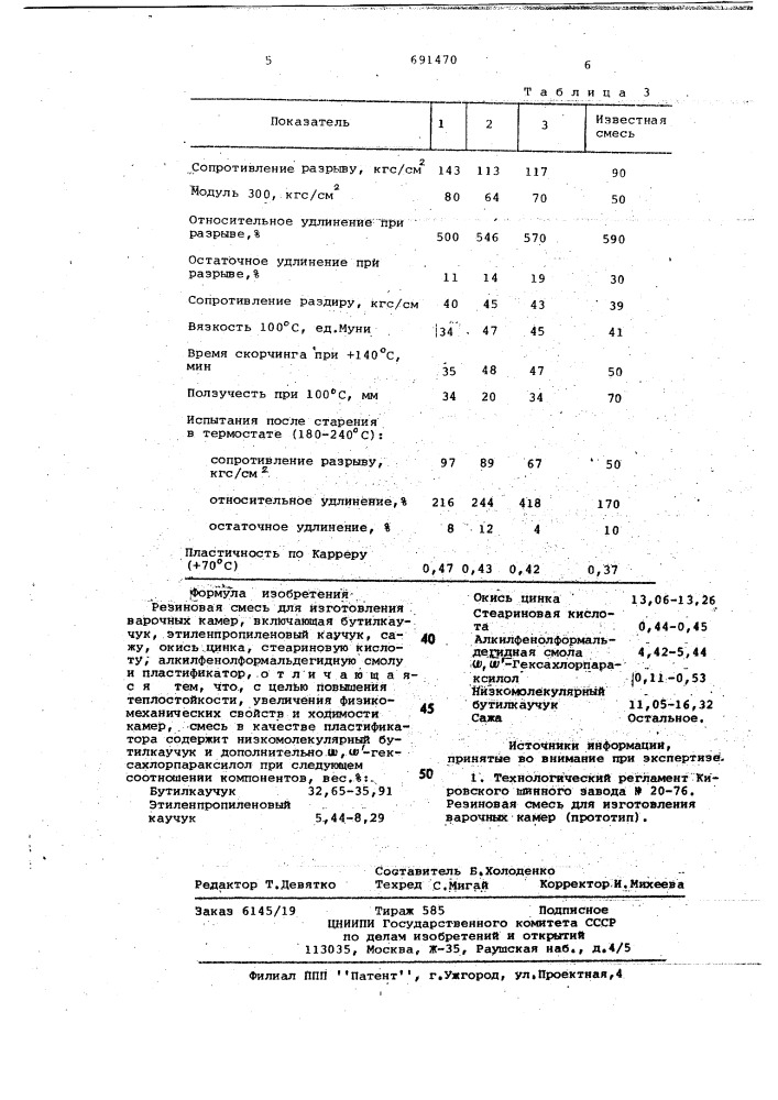 Резиновая смесь для изготовления варочных камер (патент 691470)