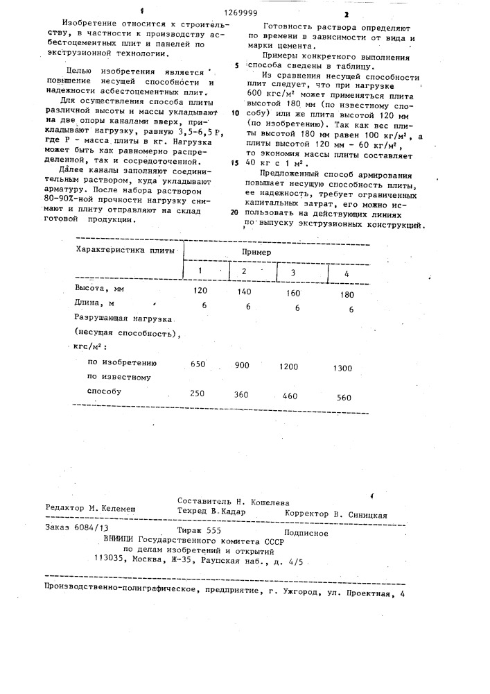 Способ производства асбестоцементных плит (патент 1269999)