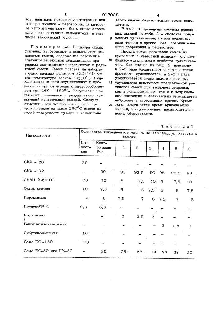 Резиновая смесь (патент 907038)