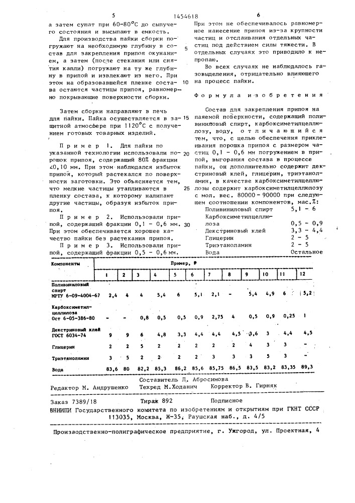 Состав для закрепления припоя (патент 1454618)