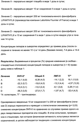 Комбинации активатора (активаторов) рецептора, активируемого пролифератором пероксисом (рапп), и ингибитора (ингибиторов) всасывания стерина и лечение заболеваний сосудов (патент 2356550)