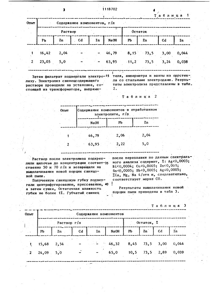 Способ переработки свинцово-цинковых пылей и возгонов (патент 1118702)