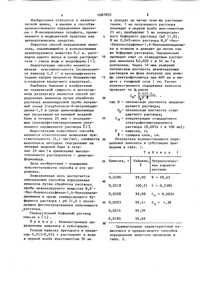 Способ определения хинозола (патент 1087850)