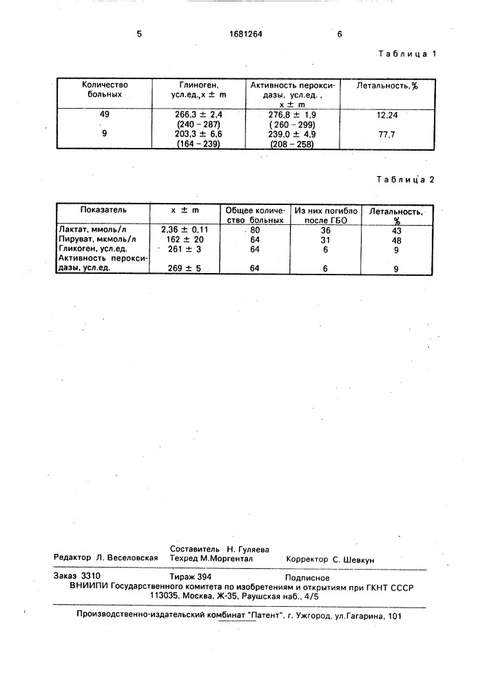 Способ определения показаний к гипербарической оксигенации при гнойно-септическом заболевании (патент 1681264)