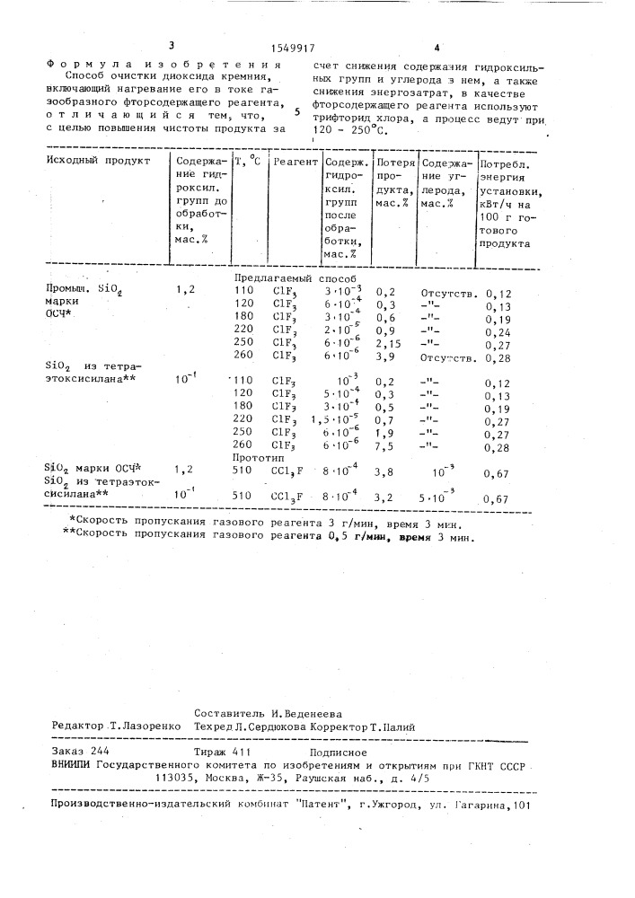 Способ очистки диоксида кремния (патент 1549917)