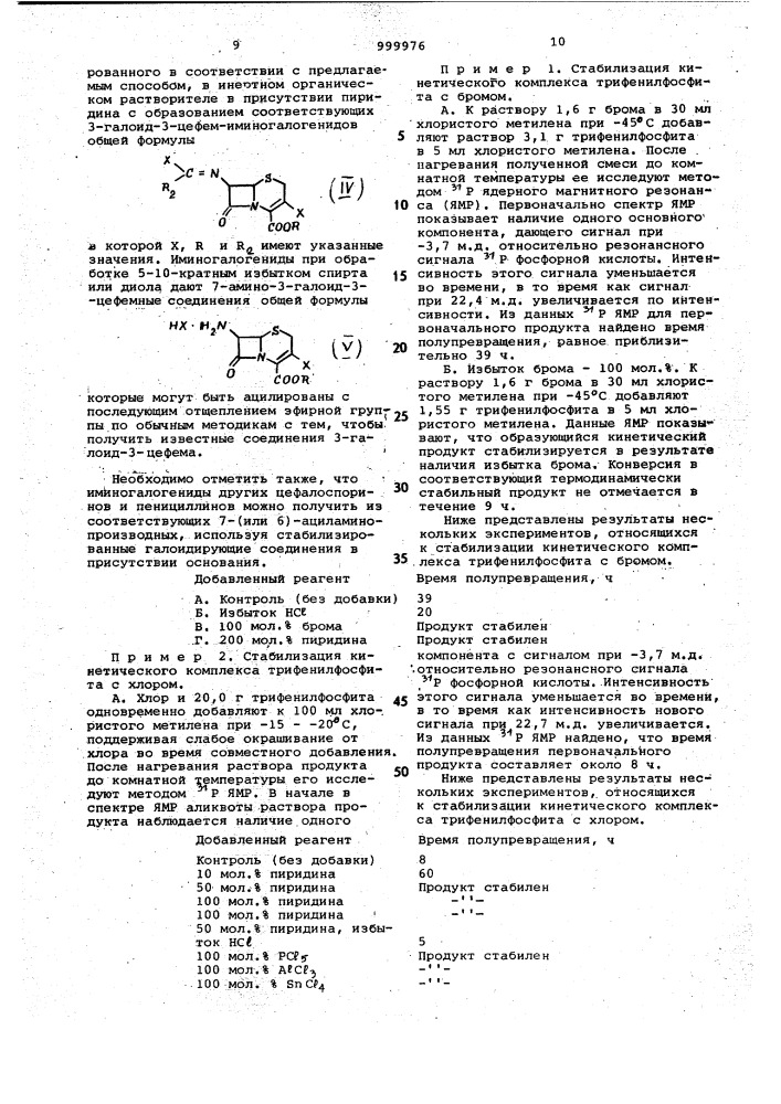 Способ стабилизации комплексов триарилфосфитов с галоидами (патент 999976)