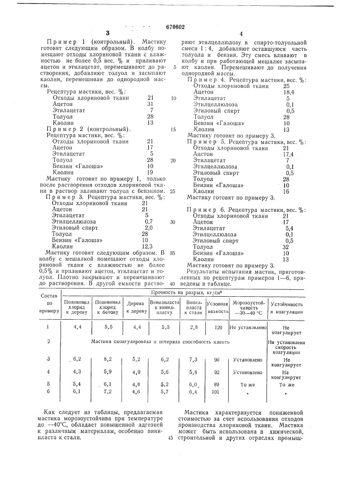 Мастика для склеивания пластмассовых и древесных материалов (патент 670602)