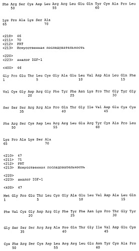 Аналоги инсулиноподобного фактора роста-1 (igf-1), содержащие аминокислотную замену в положении 59 (патент 2511577)