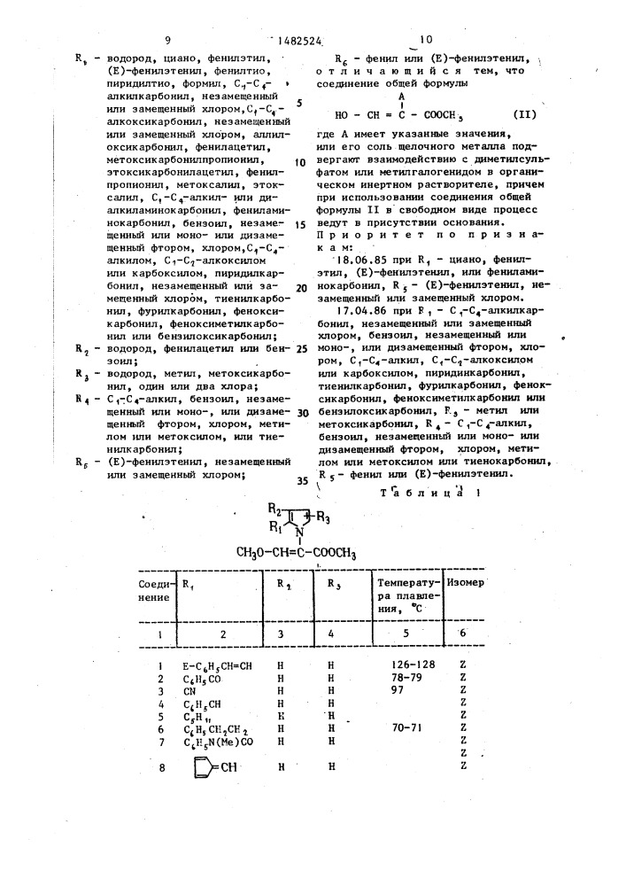 Способ получения метиловых эфиров 2-гетарил-3- метоксиакриловой кислоты (патент 1482524)