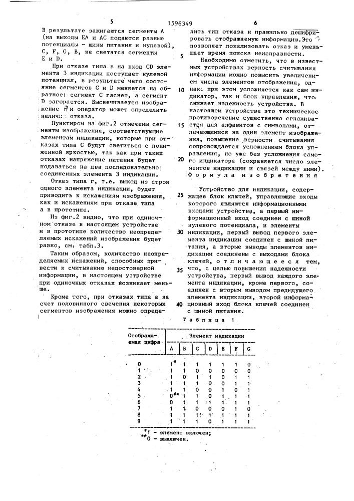 Устройство для индикации (патент 1596349)