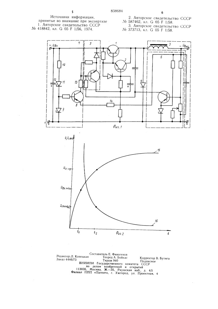 Импульсный стабилизатор напряженияс защитой ot коротких замыканий (патент 838684)