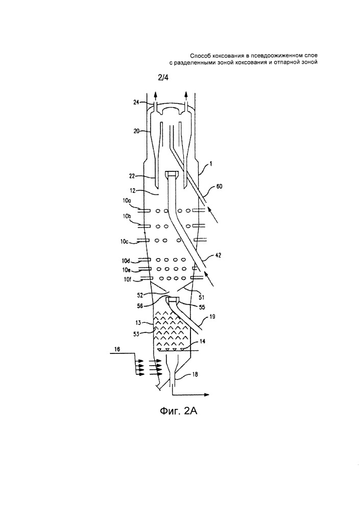 Способ коксования в псевдоожиженном слое с разделенными зоной коксования и отпарной зоной (патент 2664803)
