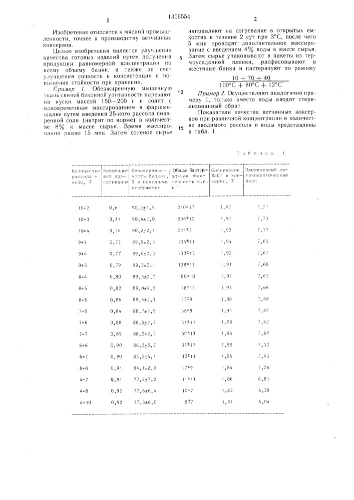 Способ производства ветчинных консервов (патент 1306554)