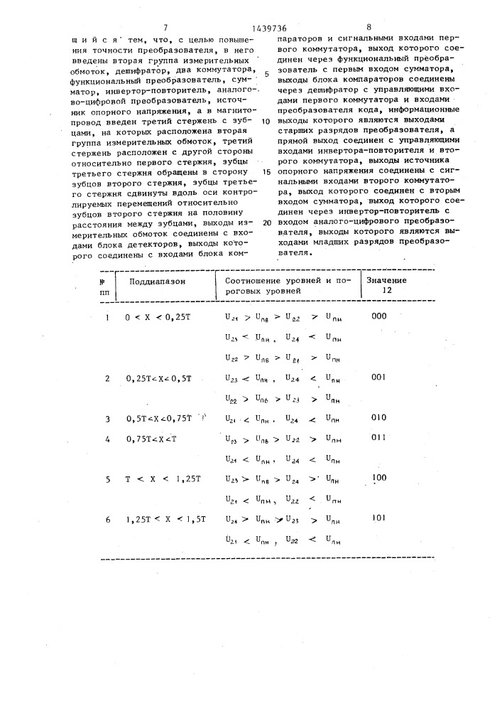 Электромагнитный преобразователь перемещения в код (патент 1439736)