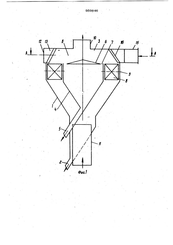 Сепаратор для порошкообразных материалов (патент 959846)