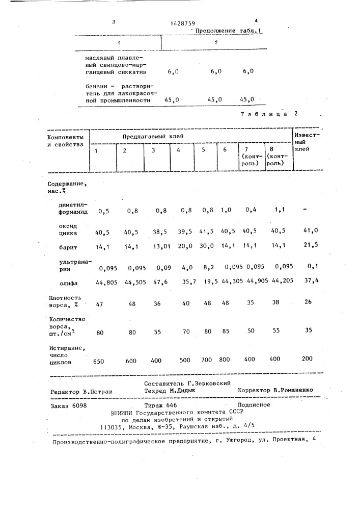 Клей для электростатического нанесения ворса (патент 1428759)