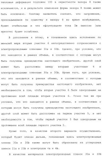 Эмитирующее электроны устройство, источник электронов и устройство отображения с использованием такого устройства и способы изготовления их (патент 2331134)