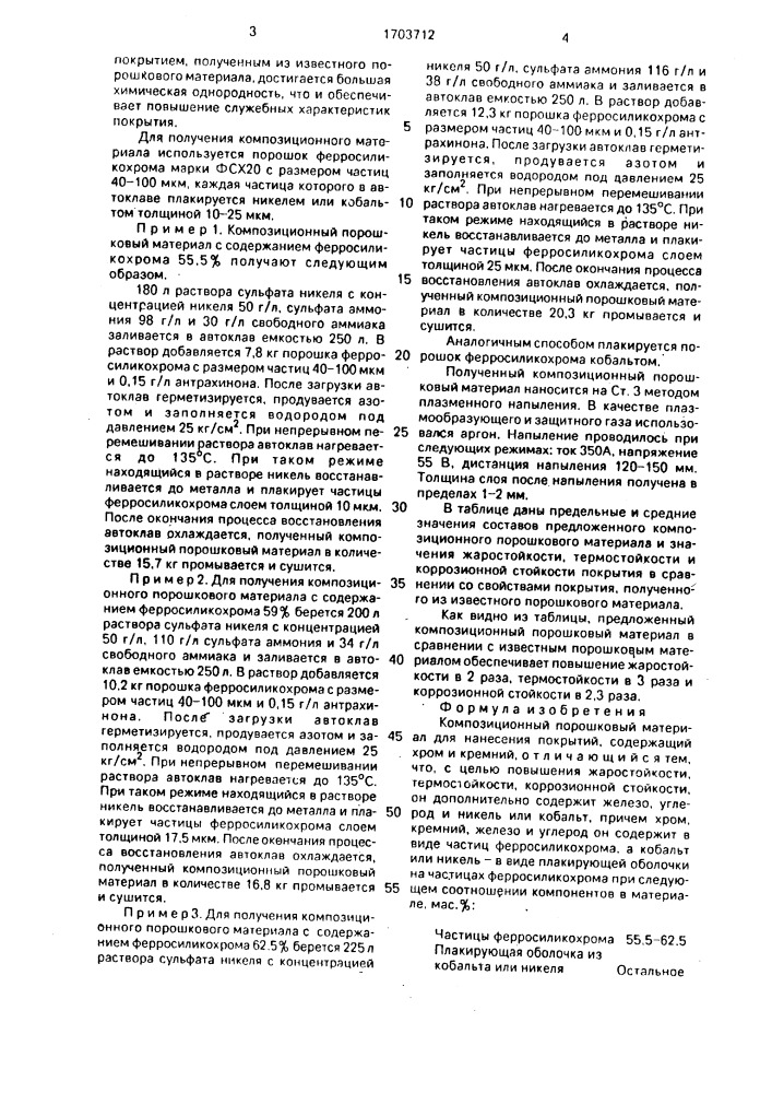 Композиционный порошковый материал для нанесения покрытий (патент 1703712)