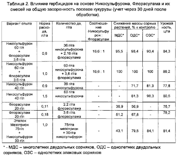 Гербицидная композиция для защиты посевов кукурузы (патент 2574742)